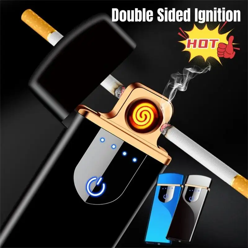 Double Arc Electric Lighter Metal Portable Windproof Touch Sensing Plasma Pulse Flameless USB Lighter Does Not Contain Gas