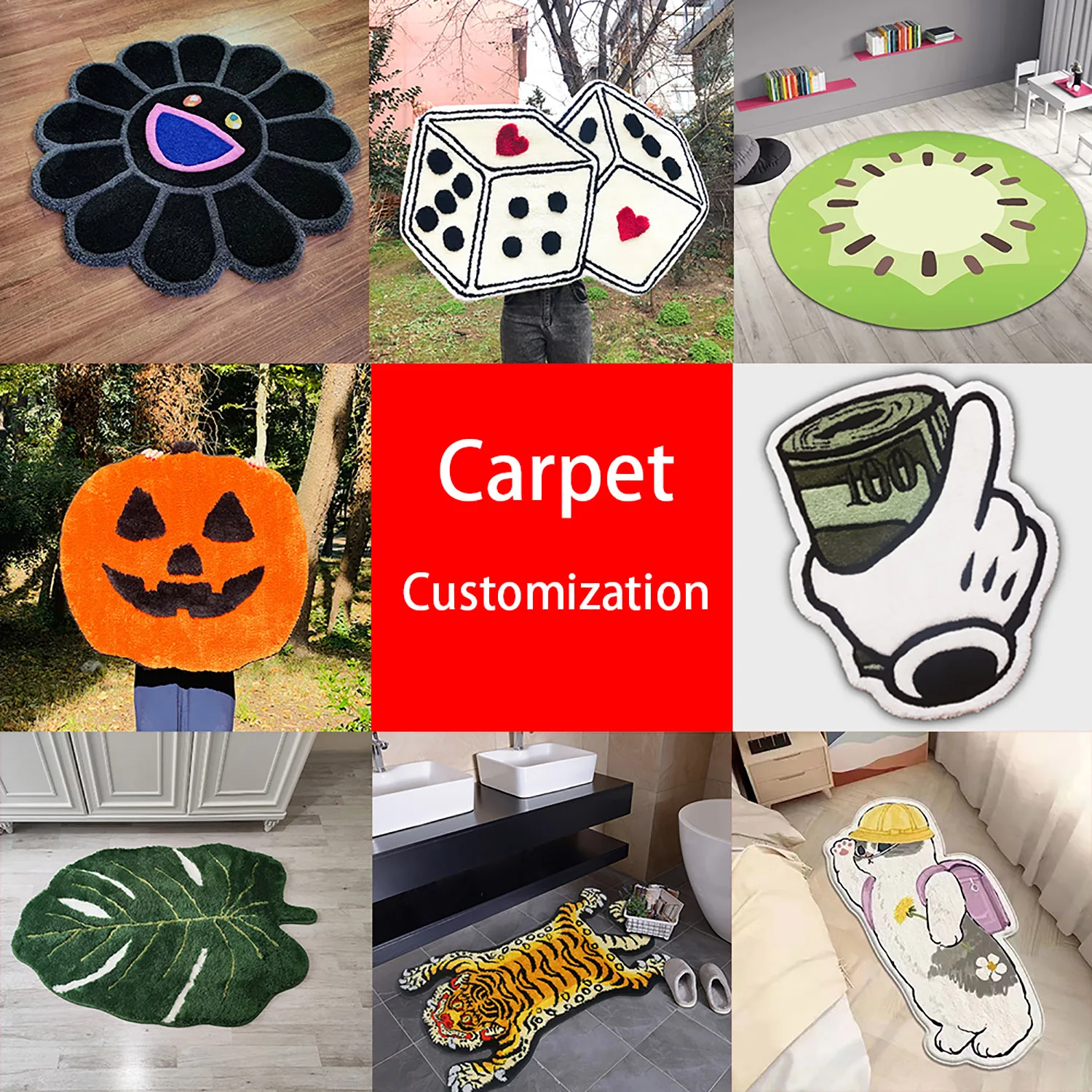 Customizable carpet soft flannel non-slip carpet digital printing high definition living room bedroom home decoration gifts