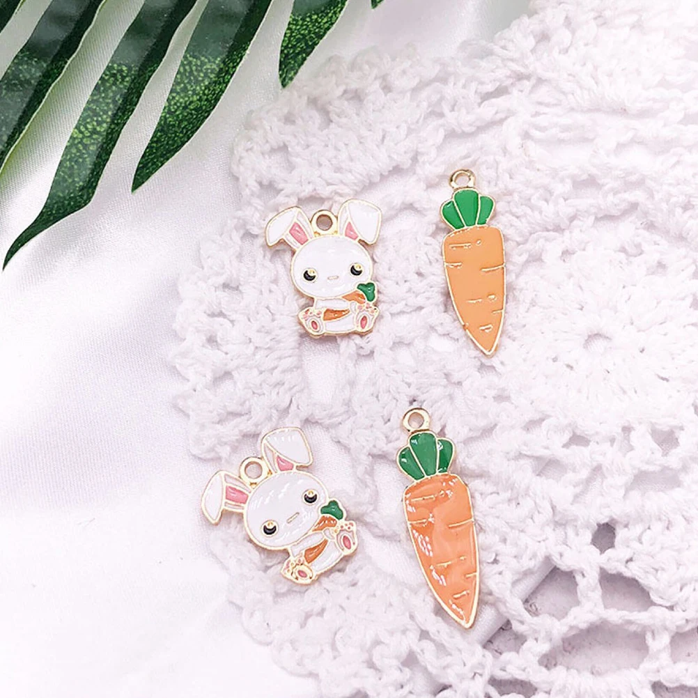 

20pcs Carrot Rabbit naments Necklace Pendants Earrings Accessories H made Decorations DIY Crafts Bracelet Charms Hanging