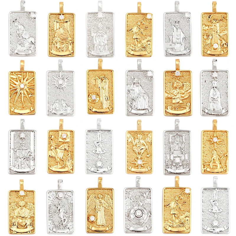 Tarot Cards Charm Pendant ,2021 New  18K Real Gold Plated DIY Jewelry Accessories  for Bracelets Necklaces Making M06