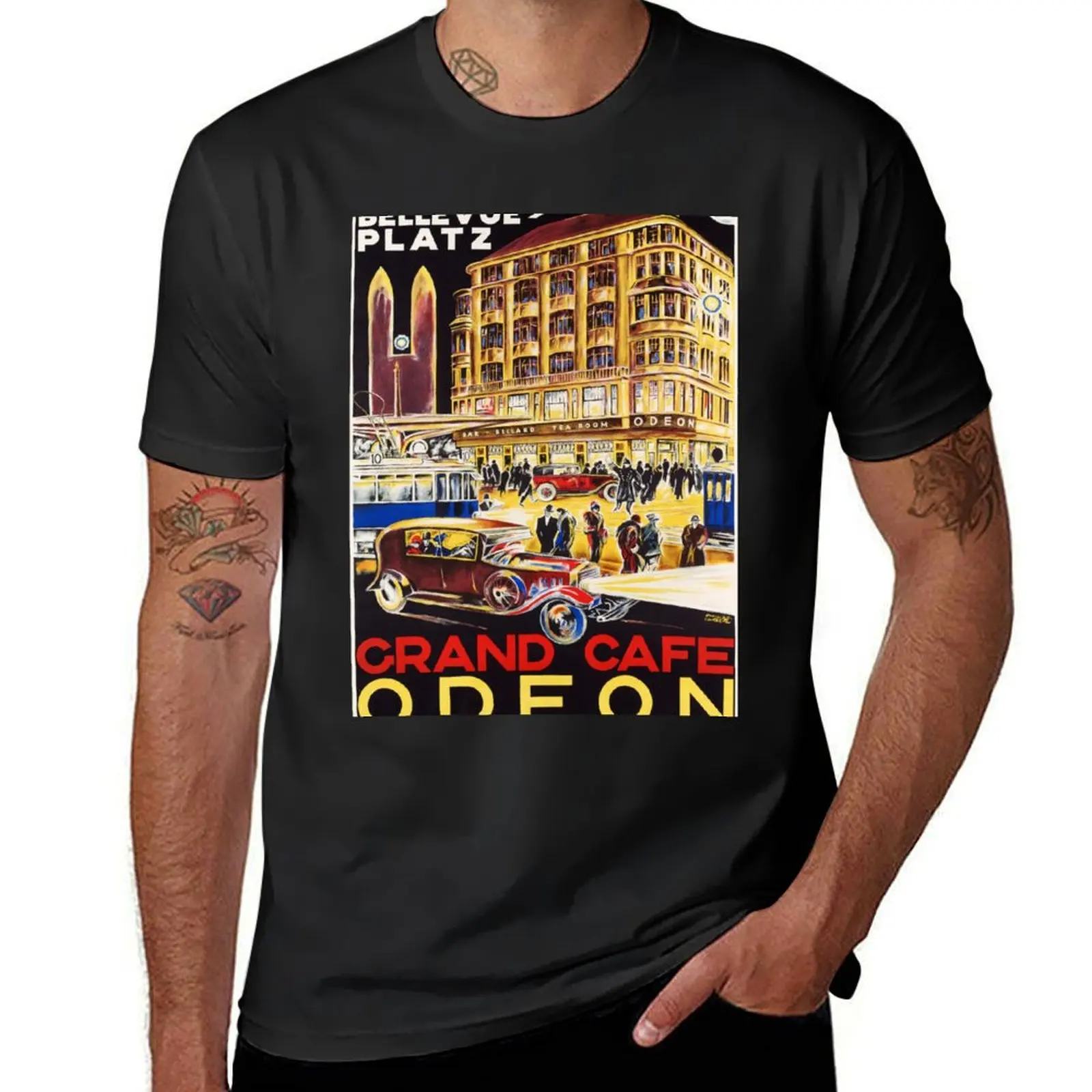 Bellevueplatz GRAND CAFE ODEON Zurich Switzerland 1925 Vintage Restaurant Advertisement Poster T-Shirt