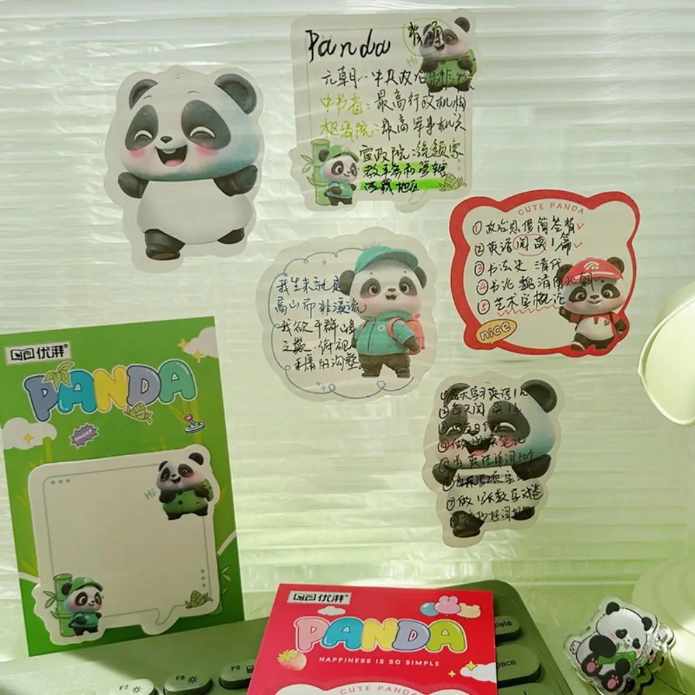 8Pcs 50 Sheets Panda Sticky Notes Thickened 4 Model Self-Adhesive Sticky Notes Removable Square Memo Pad Office School