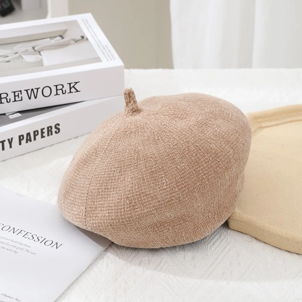 Fashion Warm Winter Wool Berets Hat Retro Elegant French Artist Hat Adjustable All Matched Plain Cap Lady