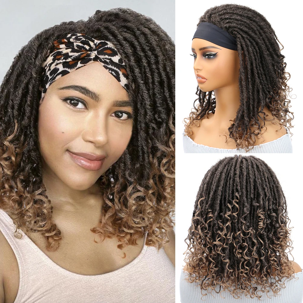 

Dreadlock Braided Headband Wig Synthetic Goddess Braids Crochet Hair Wig Curly Ends Braided Wigs For Women