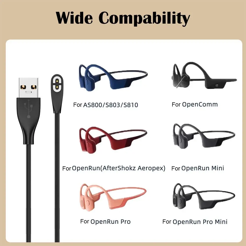 100cm USB Type-C Charging Cable Overload Protection PVC Bone Conduction Headphone Charger for After Shokz AS800 AS803 S810