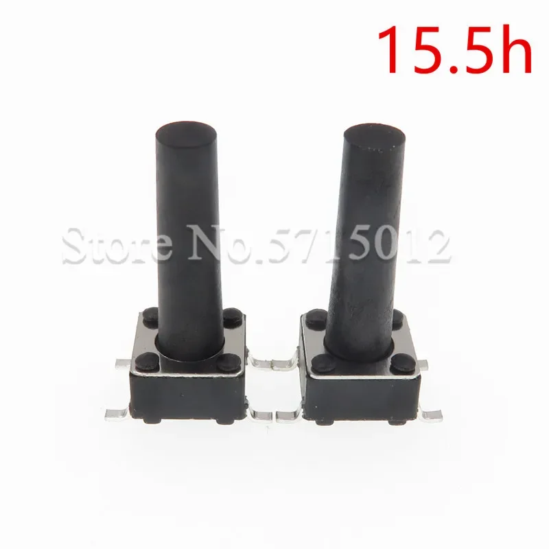 200pcs/lot 6*6*15.5MM SMD 4pin Copper feet micro touch switch high temperature tact switches Black