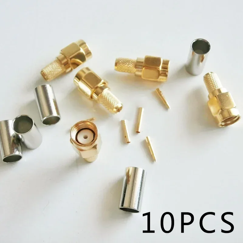 Metal Jacket Male Plugs 1 Pin 10pcs RG58 RG142 LMR195 Coax Cable Straight RF Connector Main Body Crimp Practical