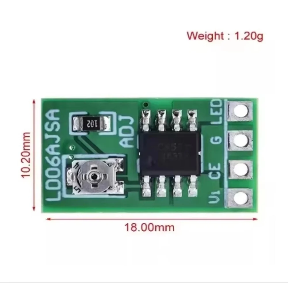Adjustable LED Driver Module 30-1500mA Constant Current Board DC 2.8-6V for For pwm Dimming Control Green ABS 18x10.2mm
