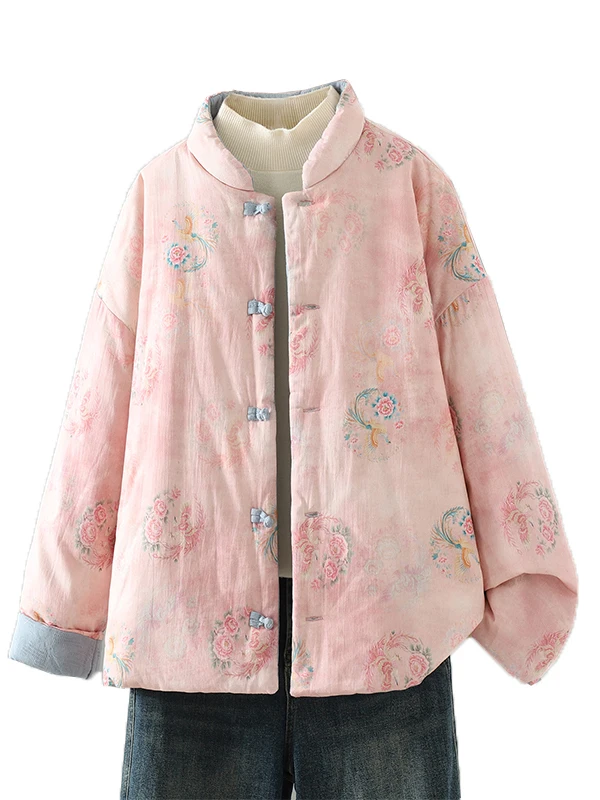 

Двустороннее свободное хлопковое платье с пуговицами, женское пальто из Thiened в китайском стиле, прямая трубка све