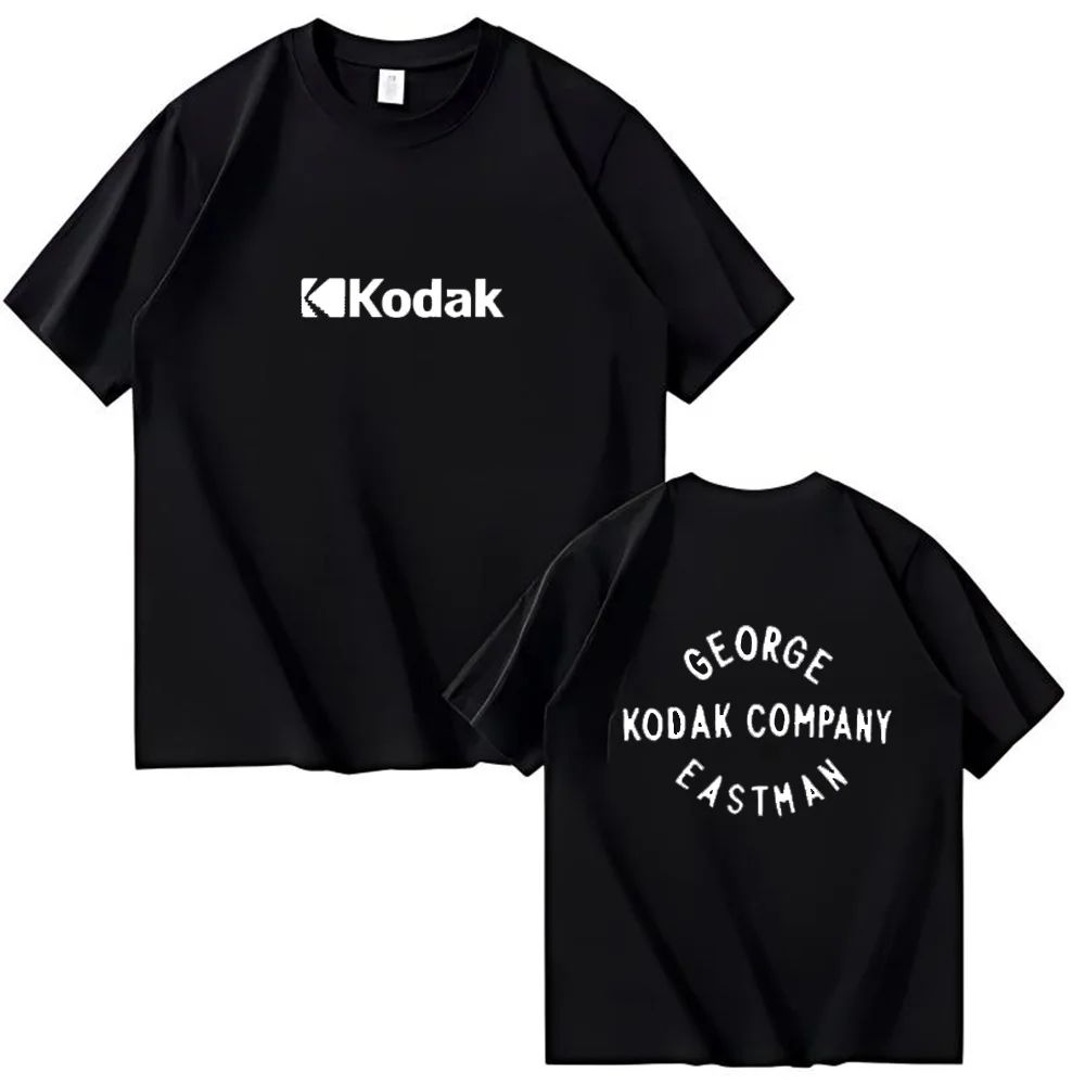 Camiseta con Estampado de Doble Cara Kodak George Eastman 2026, Camiseta Gráfica Retro de Marca, Cuello Redondo de Algodón Negro para Hombre y Mujer, Ropa Urbana