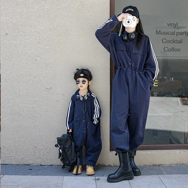 

Mother and Son Matching Long Sleeve Jumpsuit Mom and Daughter Equal One Piece Overalls Korean Fashion Mummy and Me Clothes Pants