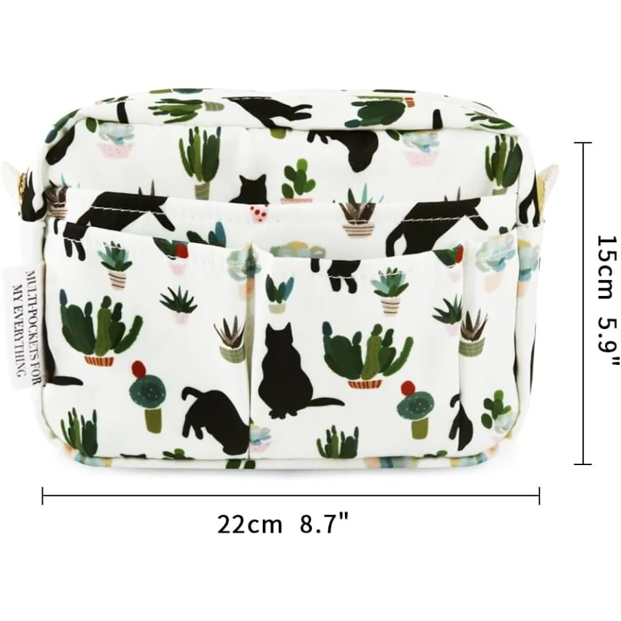 E-WEICHEN Multiple Pockets Portfolio Organizer with Zippered Makeup Bag Travel Essentials for Women Simple Waterproof Stationer