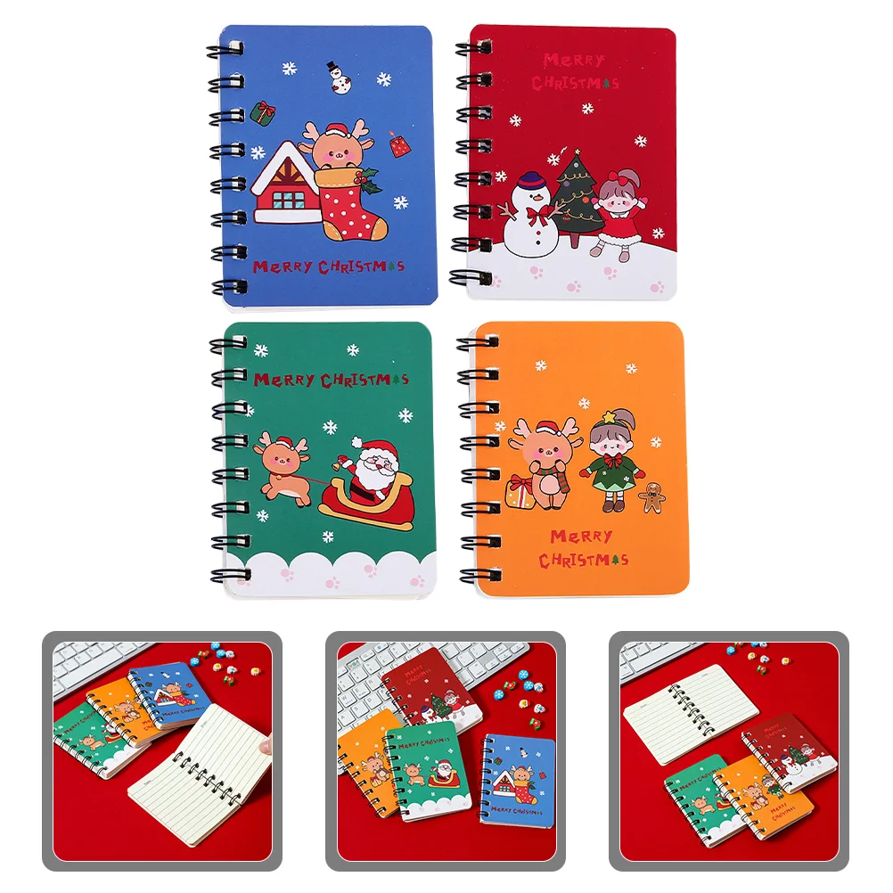 

4 Pcs Christmas Study Notes Spiral Memo Pads Notebook Sto Coil Notepad Small Office Notepads Compact