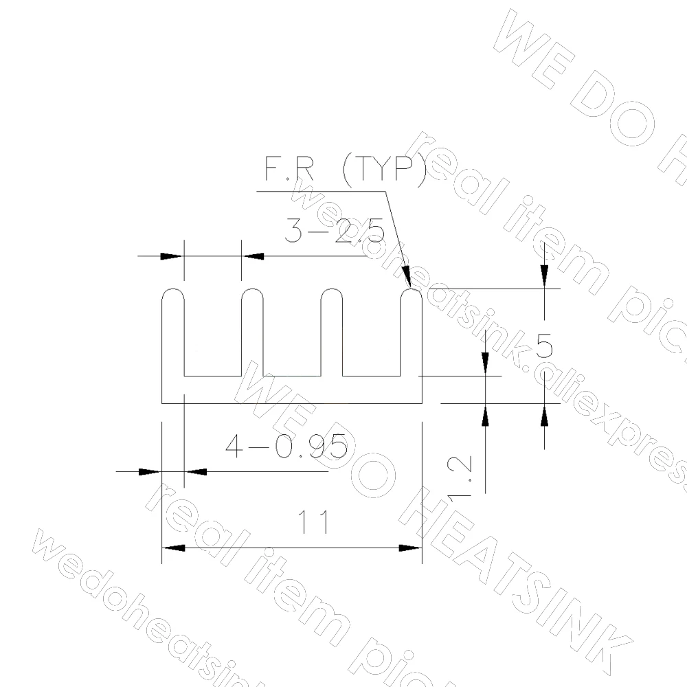 100x11x5mm Black Heat Sink 3.94x0.43x0.2 inch Extruded Aluminum Heatsink Radiator for Electronic Chip RAM LED IC Cooler Cooling