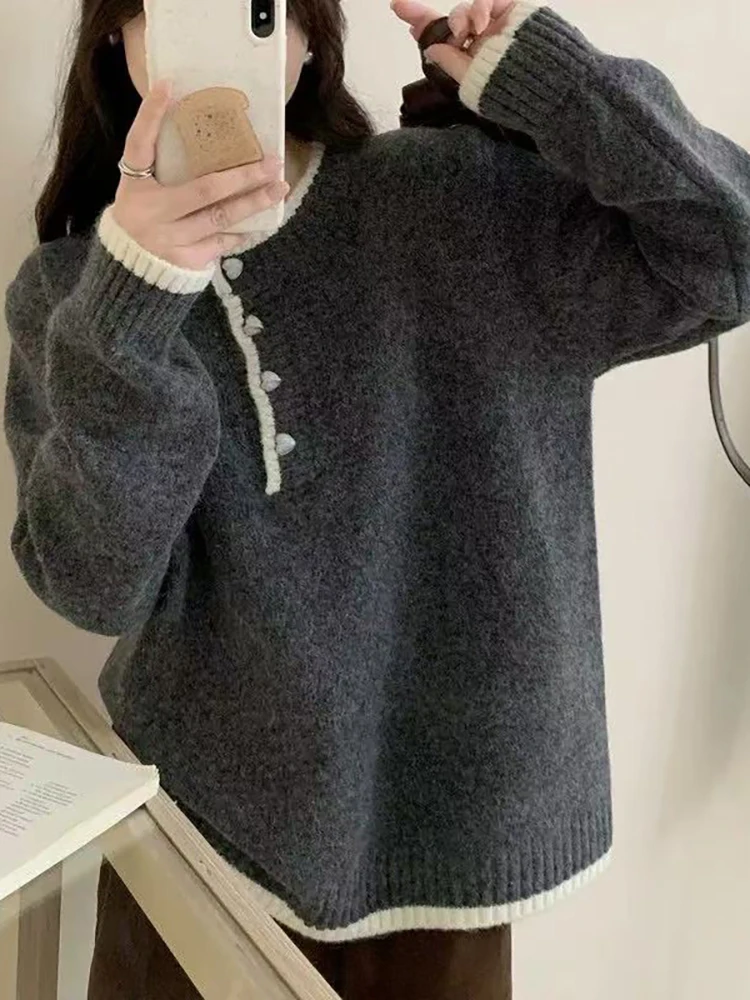 

Ladies Thiened Soft Warm Knitted Sweater Loose Fit Autumn Winter Faion Commute Sle Color Colion Design Inner Wear Ba...