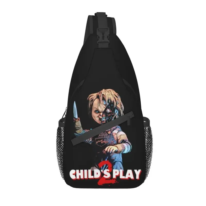 

Personalized Child's Play Movie Sling Bags for Men Cool Horror Chucky Shoulder Chest Crossbody Backpack Travel Hiking Daypack