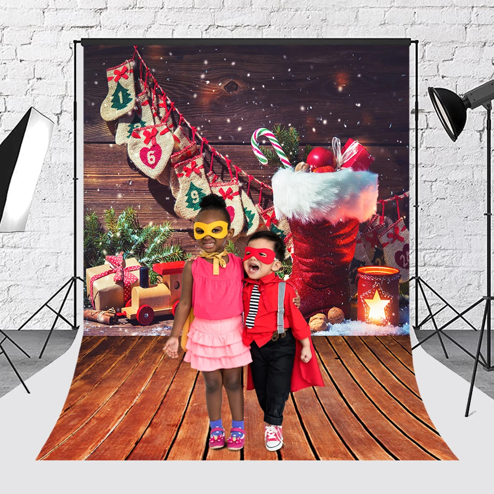 Bonvvie Christmas Backdrop Tree Gift Family Party Decor Baby Portrait Background Photographic Kids Photocall Photo Studio