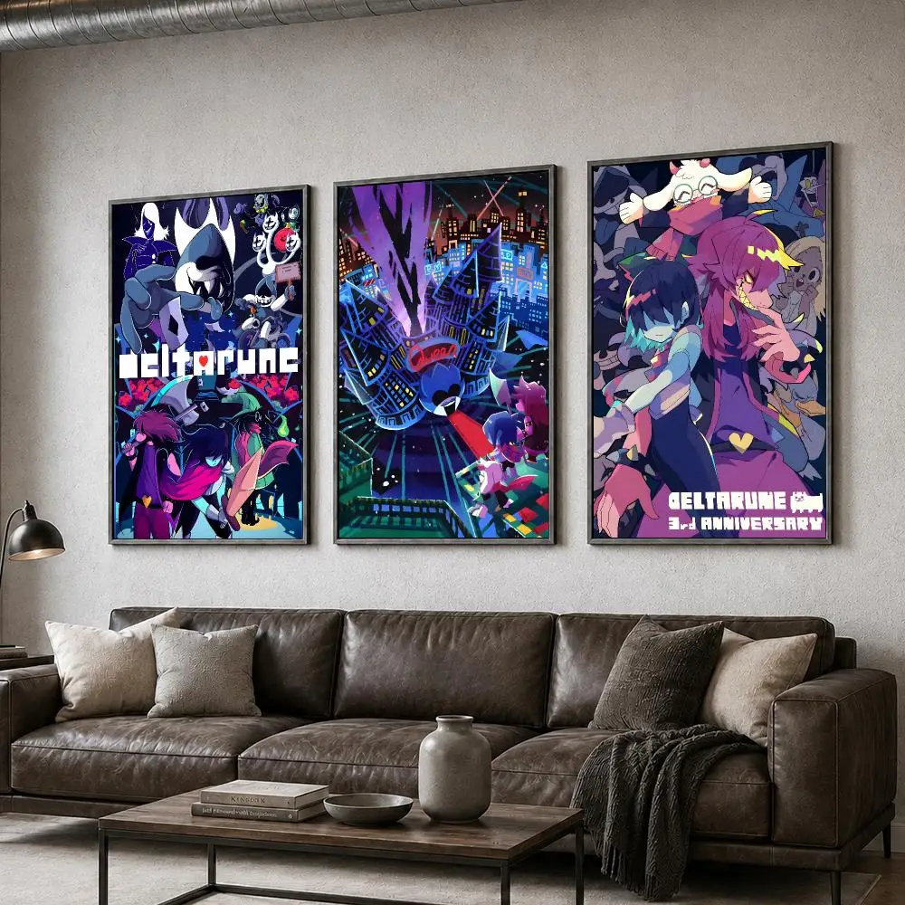 Deltarune Pixel RPG Fantasy Indie Game Aesthetic Poster  PP Self Adhesive Home Garage Dorm Bar Wall Decor Aesthetic Retro Gift