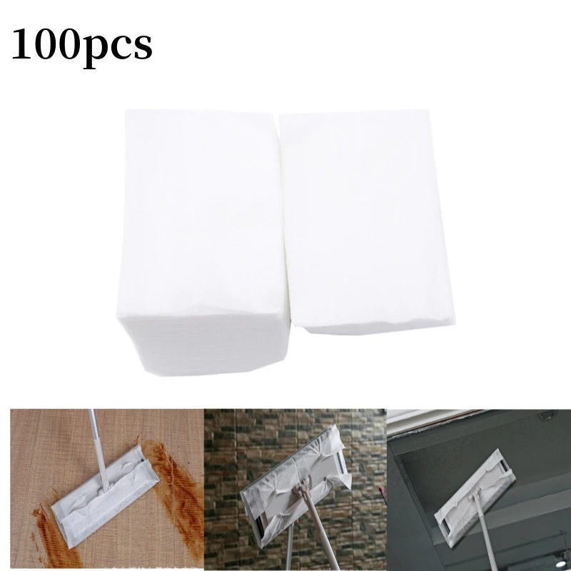 100pcs 14*10cm Disposable MicroFibre Electrostatic Floor Cloths Dust Removal Mop Paper Floor Cleaning Wipes for Flat Swivel Mop