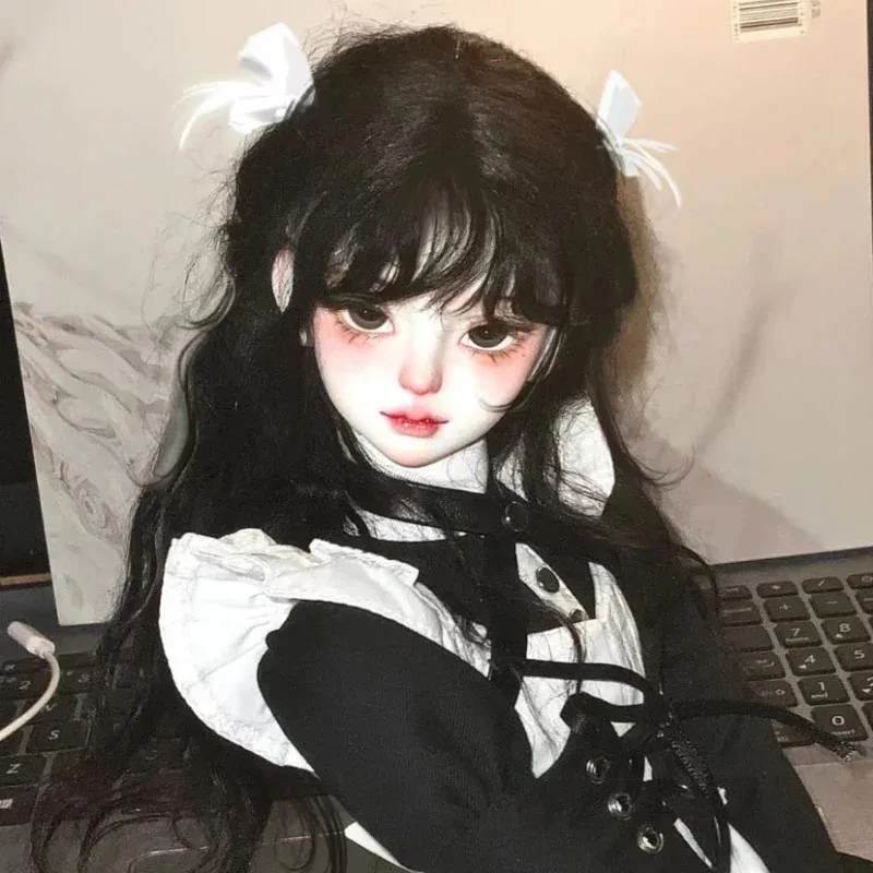 1/3 1/4 1/6 شعر مستعار لدمية Bjd شعر طويل مجعد مع الانفجارات فستان اللعب منزل فتاة لعبة 60/45/30 سنتيمتر إكسسوارات دمي ، لا دمية