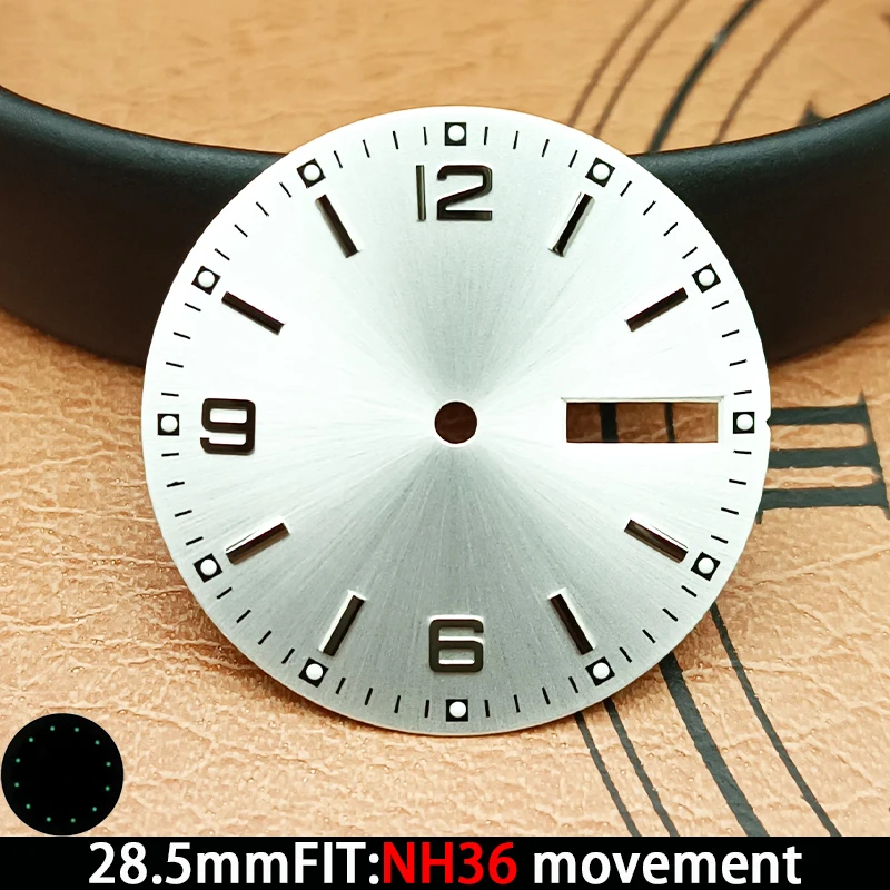 إكسسوارات قرص الساعة قرص مضيء عالي الجودة 28.5 ملم لسلسلة NH3 35/36 قطع غيار ساعة الحركة