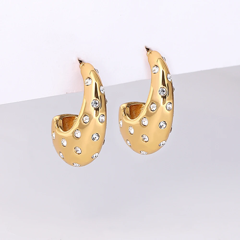 AENSOA Stainless Steel Water Drop Popular 2024 Earring Fashion Hollow Teardrop Cubic Zirconia Stud Earrings for Women Jewelry
