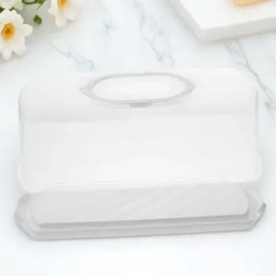 Caja de pan Rectangular con tapa transparente, contenedor de almacenamiento hermético portátil para pasteles, pan, aperitivos, diseño minimalista elegante