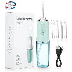 Irrigador bucal portátil, hilo Dental recargable por USB, chorro de agua, 4 puntas de chorro, 220ml, 3 modos, IPX7, 1400rpm