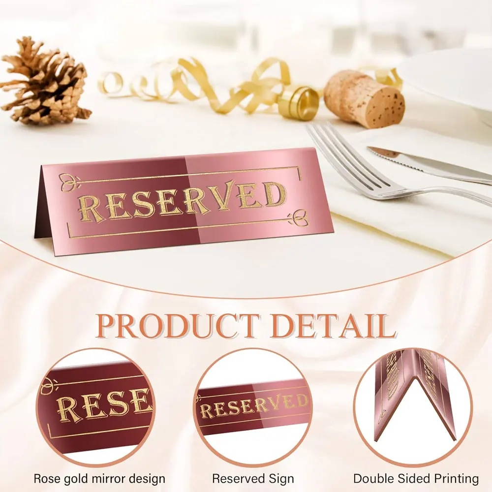 10pcs Acrylic Reserved Table Tent Sign, Waterproof, Double-Sided, Suitable for Weddings, Restaurants, and Office Meetings.