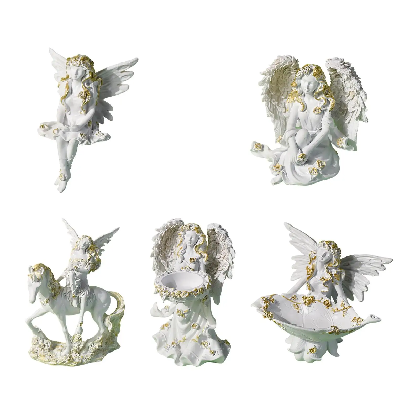 Fairy Statue Decorative Art Crafts Collectible Creative Resin Girl Figurine for Shelf Cabinet Entrance Fireplace Bookshelf