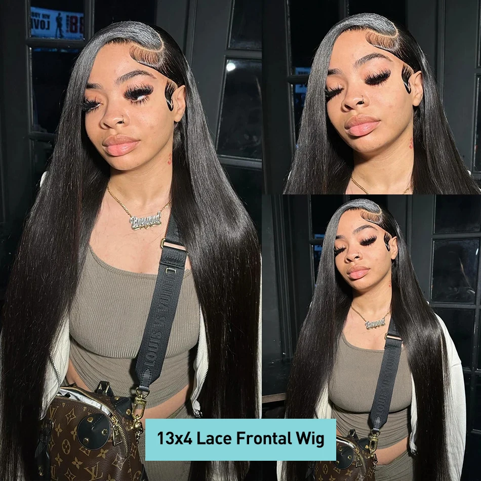 30 40 Inch Bone Straight Transparent 13x6 Lace Frontal Human Hair Wigs 250 Density Brazilian Remy 13x4 Lace Front Wig For Women