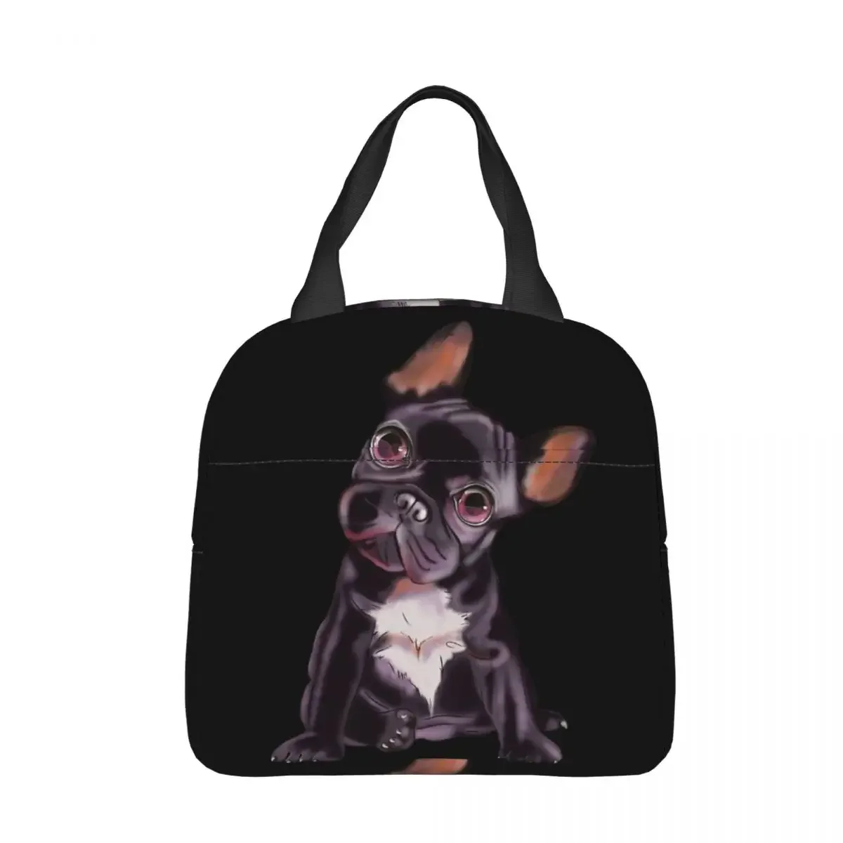 Cute Sitting Awesome Painting Pattern Cooler Lunch Box French Bulldog Mountaineering Thermal Insulation Portable Food Bag