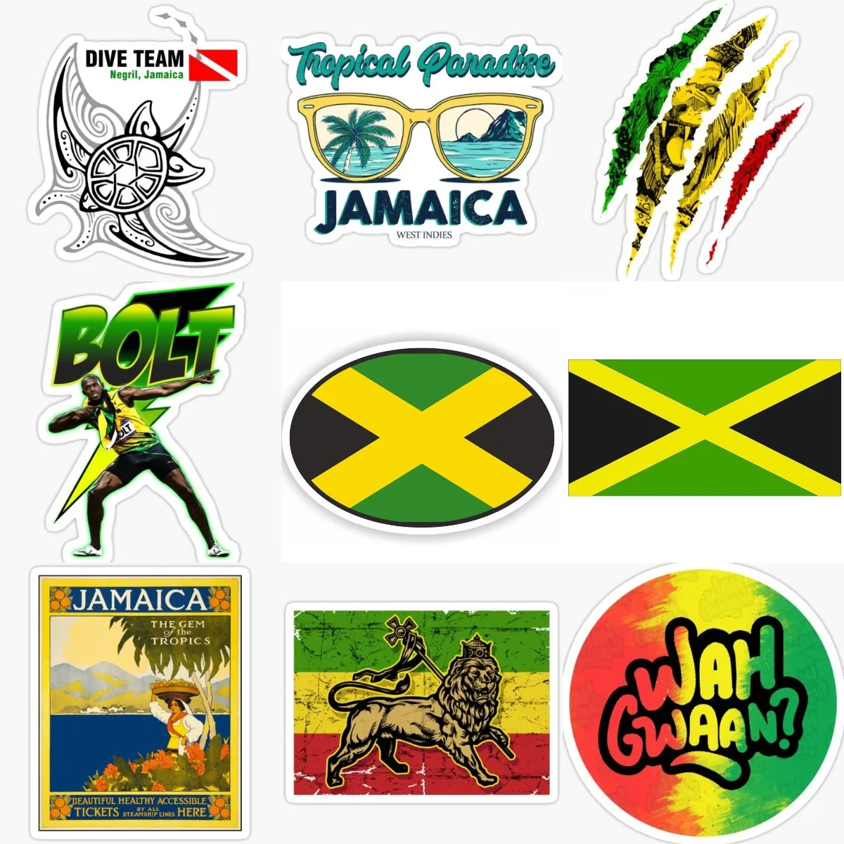 Jamaica Flag Bolt Personalized Creative Sticker for Covered Scratch Decorate Van Motorcycle Car Window Glass Helmet Wall Room