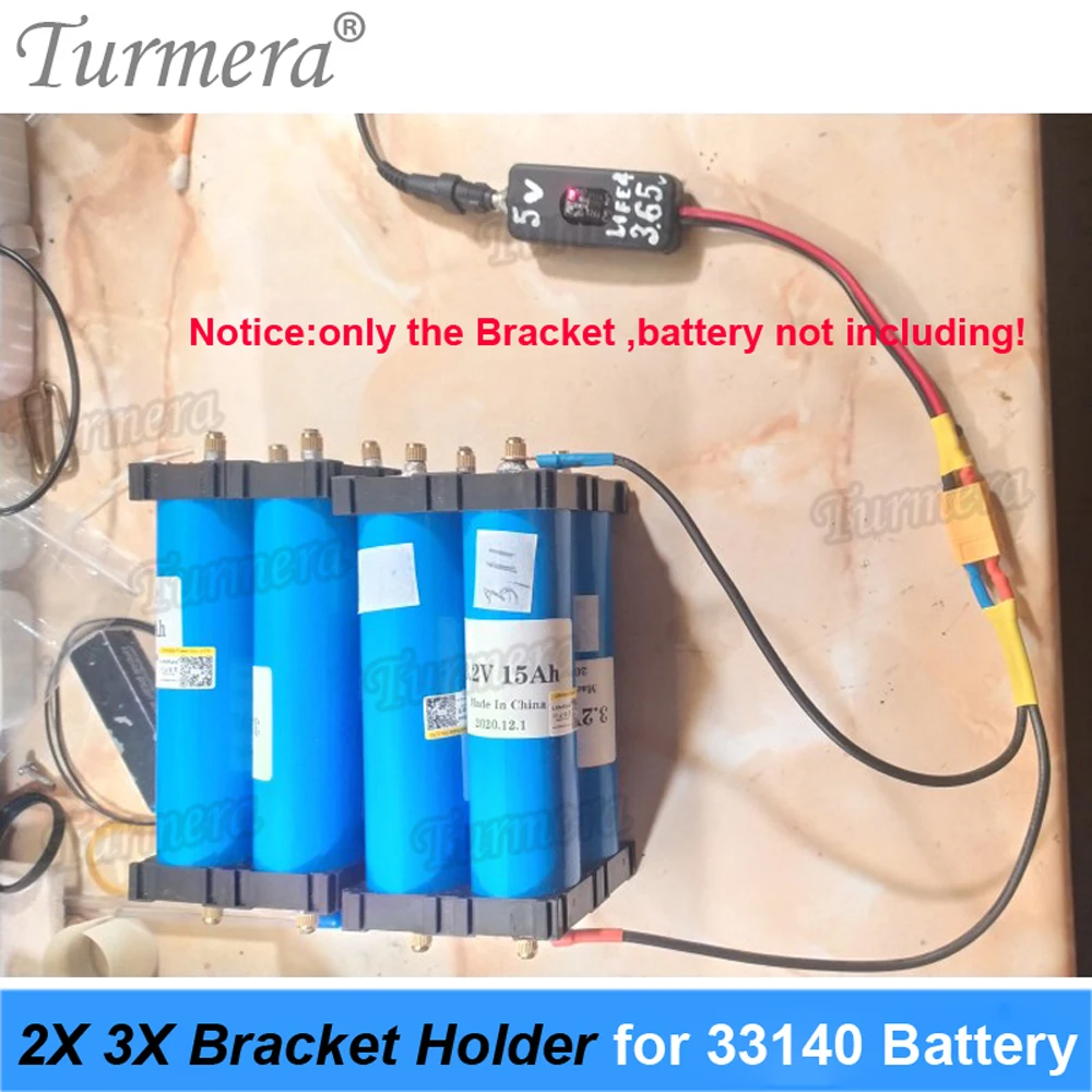 Turmera 33140 Lifepo4 Battery Holder Bracket 33.5mm Aperture 2X 3X 2X8 4X4 Anti Vibration Assemble for Diy 12V 36V 48V Batteries