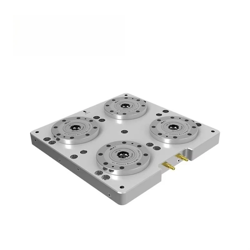 Four Unit Flange Mounted Zero Point Positioning Base Plate Punching Machine Hardened Stainless Steel 4 X17kN Clamping Force