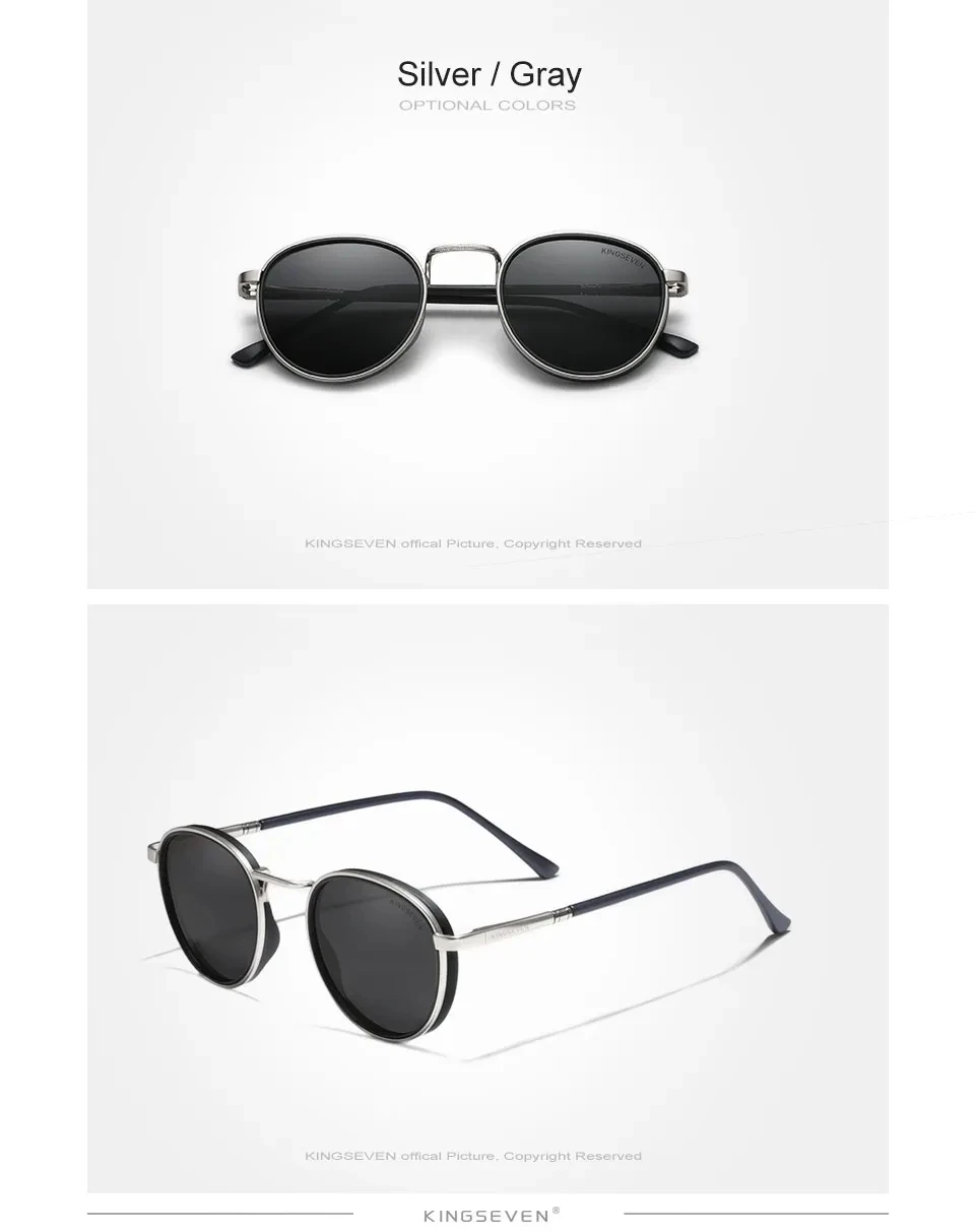 KINGSEVEN Runde Rahmen Sonnenbrille Für Männer Polarisierte UV400 Luxus Marke Design Vintage Frauen Brillen Schützen Hohe Qualität Gläser – Detail 6