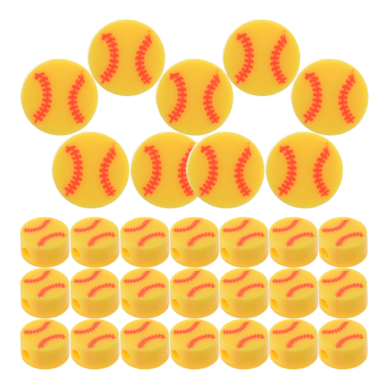 

100Pcs Baseball Polymer Clay Beads Yellow Sports Theme DIY Jewelry Making Supplies for Bracelets Necklaces Handmade Crafts