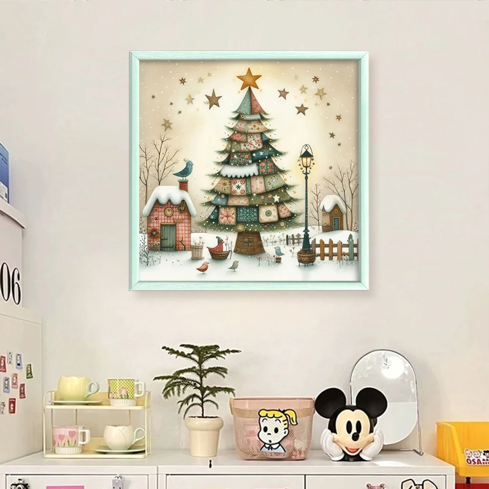 Full Embroidery Eco-cotton Thread 11CT Printed Xmas Tree Cross Stitch Kit Art