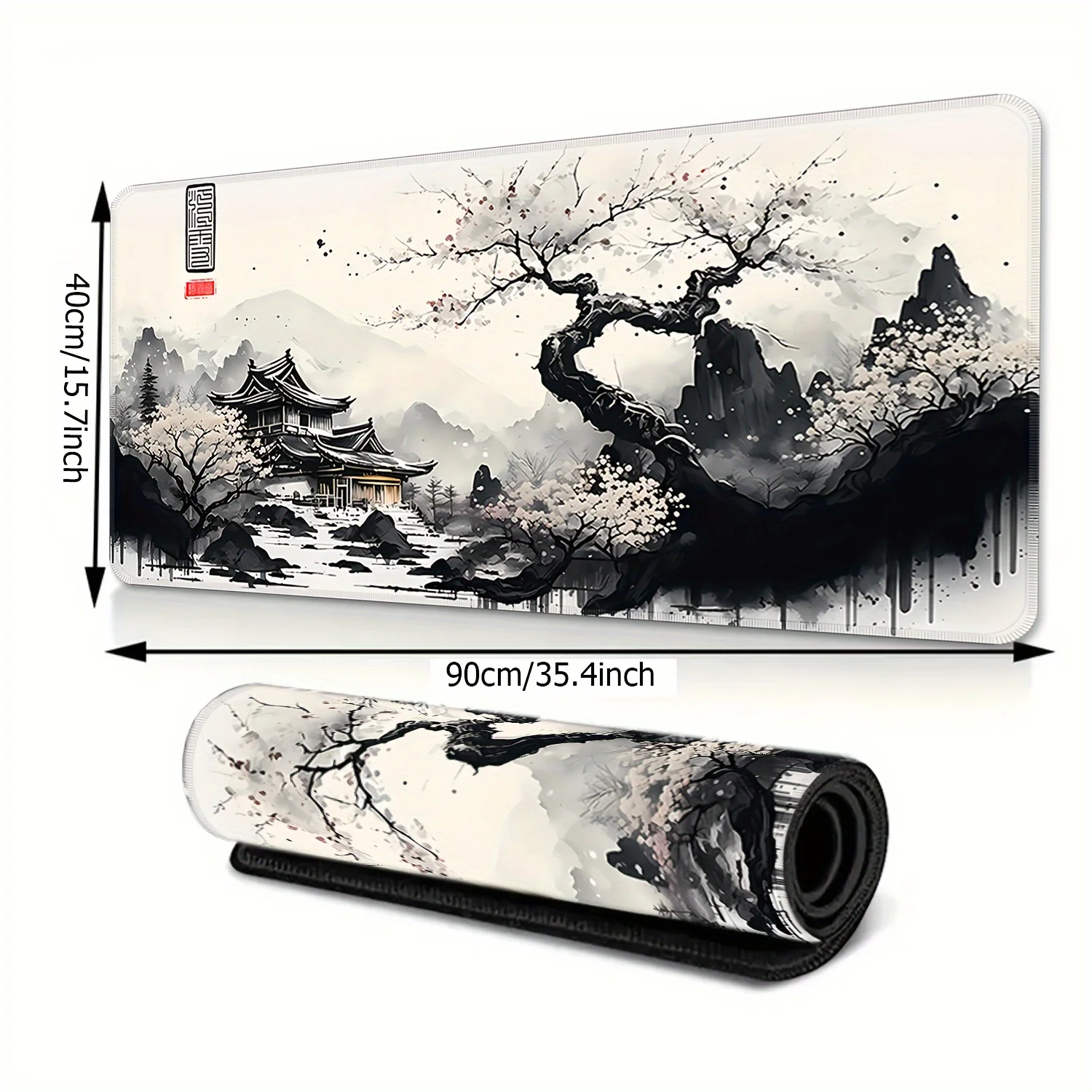 Ink plum blossom large mousepad office computer laptop mouse keyboard pad new thickened washable rubber non-slip carpet tablemat