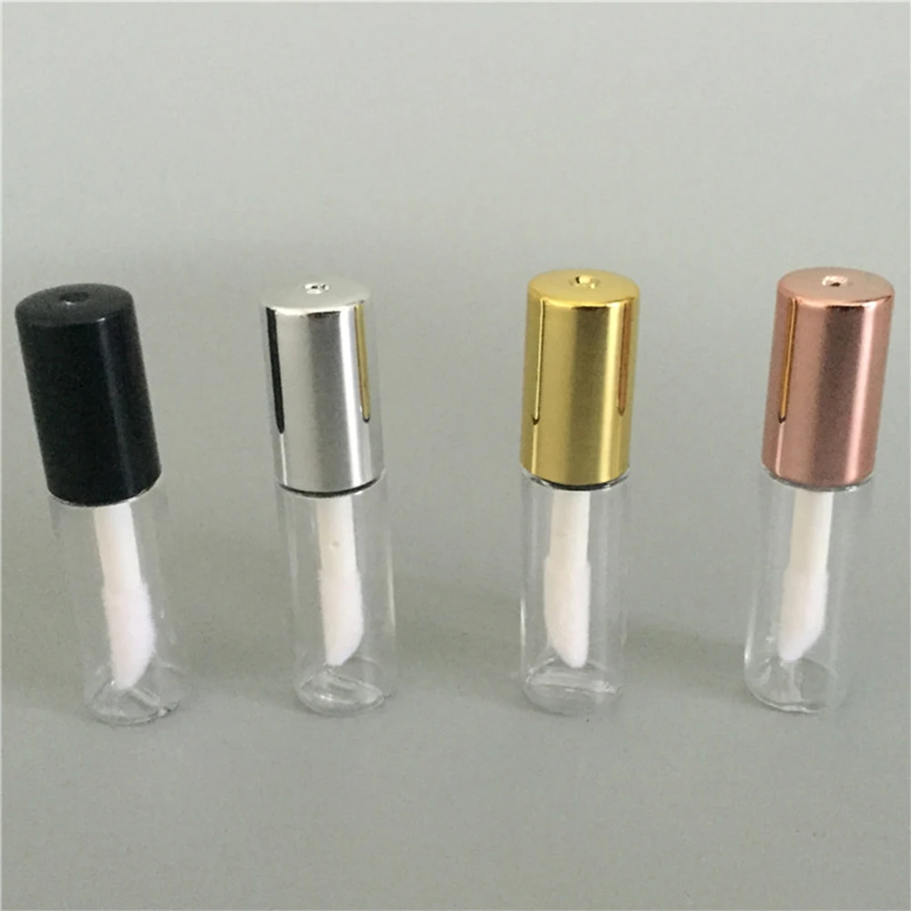 Tubo vacío de brillo de labios de 1,2 ML, contenedor portátil de plástico de oro rosa para lápiz labial, tubo de Mini brillo de labios, venta al por