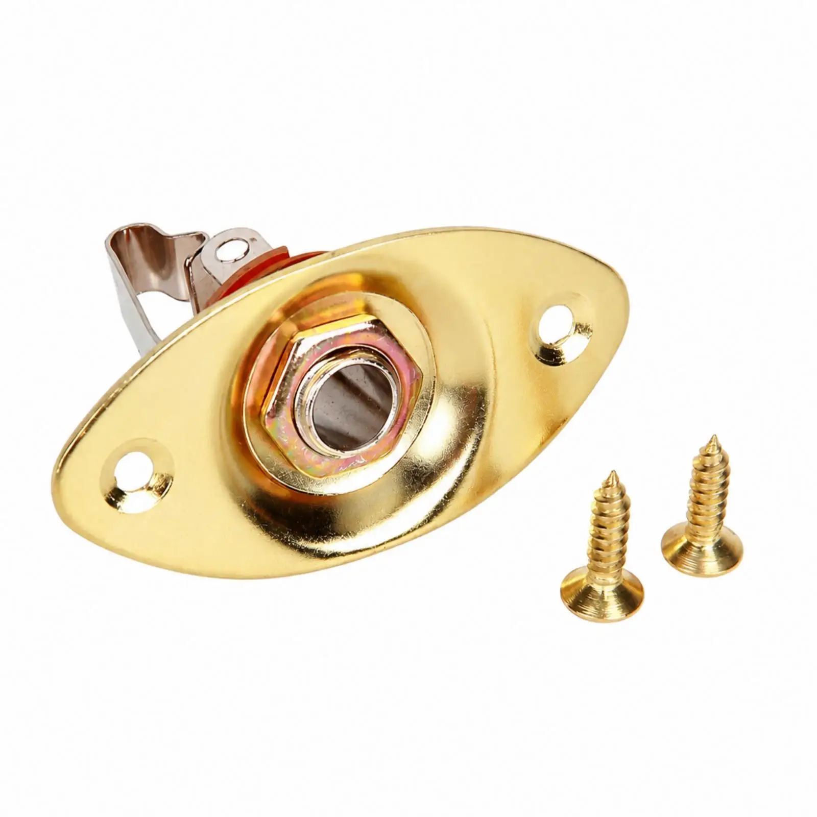 6.35mm Guitar Jack Socket Metal Mounting Plate Audio Output Connector for Bass Electric Instrument Replacement