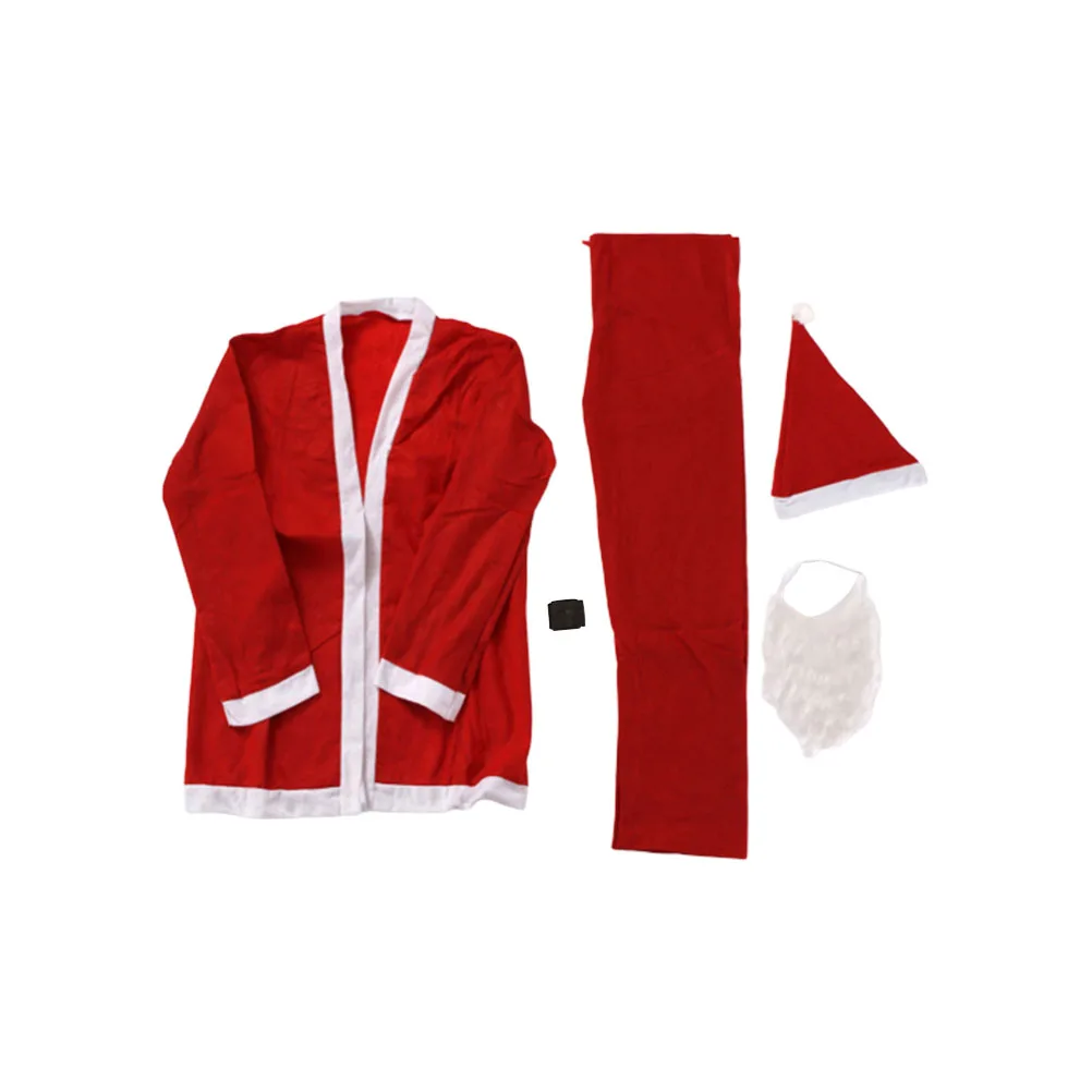 

5pcs Santa Claus Costume Adult Men Christmas Suit Funny Outfits Breathable Material Santa Clothes Sets