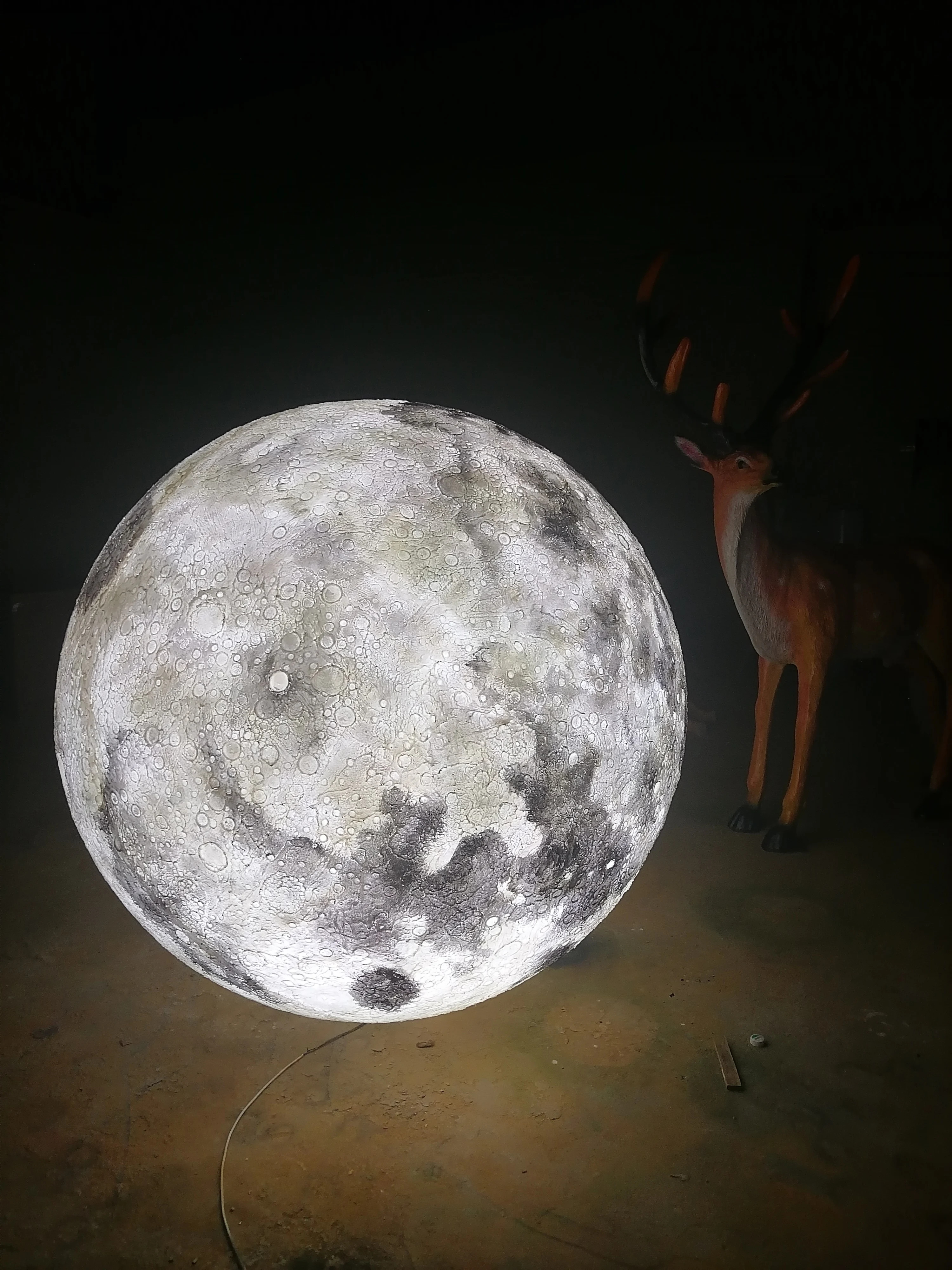 3D Large Planet Fiberglass Sculpture , Earth Moon Mars Venus Neptune LED Light, Outdoor Art Decoration Statue