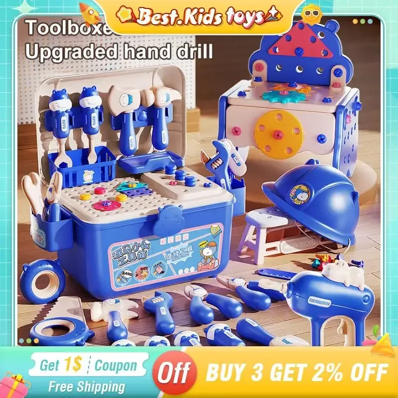 Repair Tool Simulation Electric Drill Screw Twisting Kids Toolbox Removal Table Engineer Play House Education Assembly Boys Toys