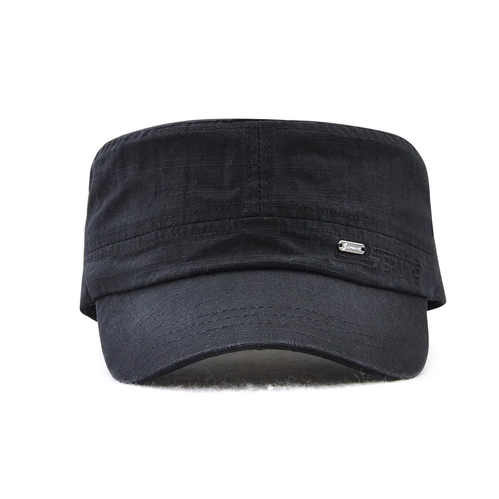 Classic Washed Cotton Military Cap Men Vintage Gorra Army Hat Casual Autumn Flat Top Caps Women Adjustable Cadet Hats Chapeau