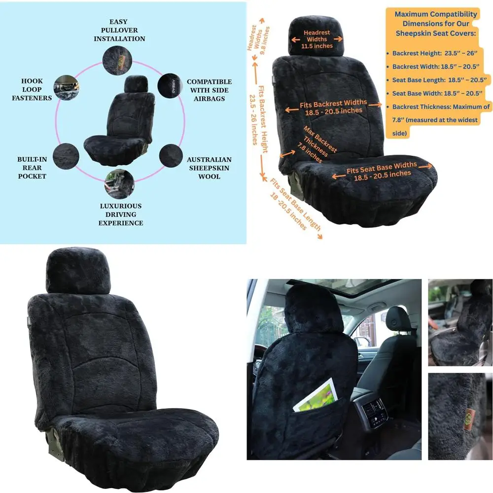 Housse de siège en peau de mouton véritable housse de siège en peau d'agneau housse de siège de voiture d'hiver laine d'agneau peau de mouton floue peau de mouton accessoires de voiture Fro