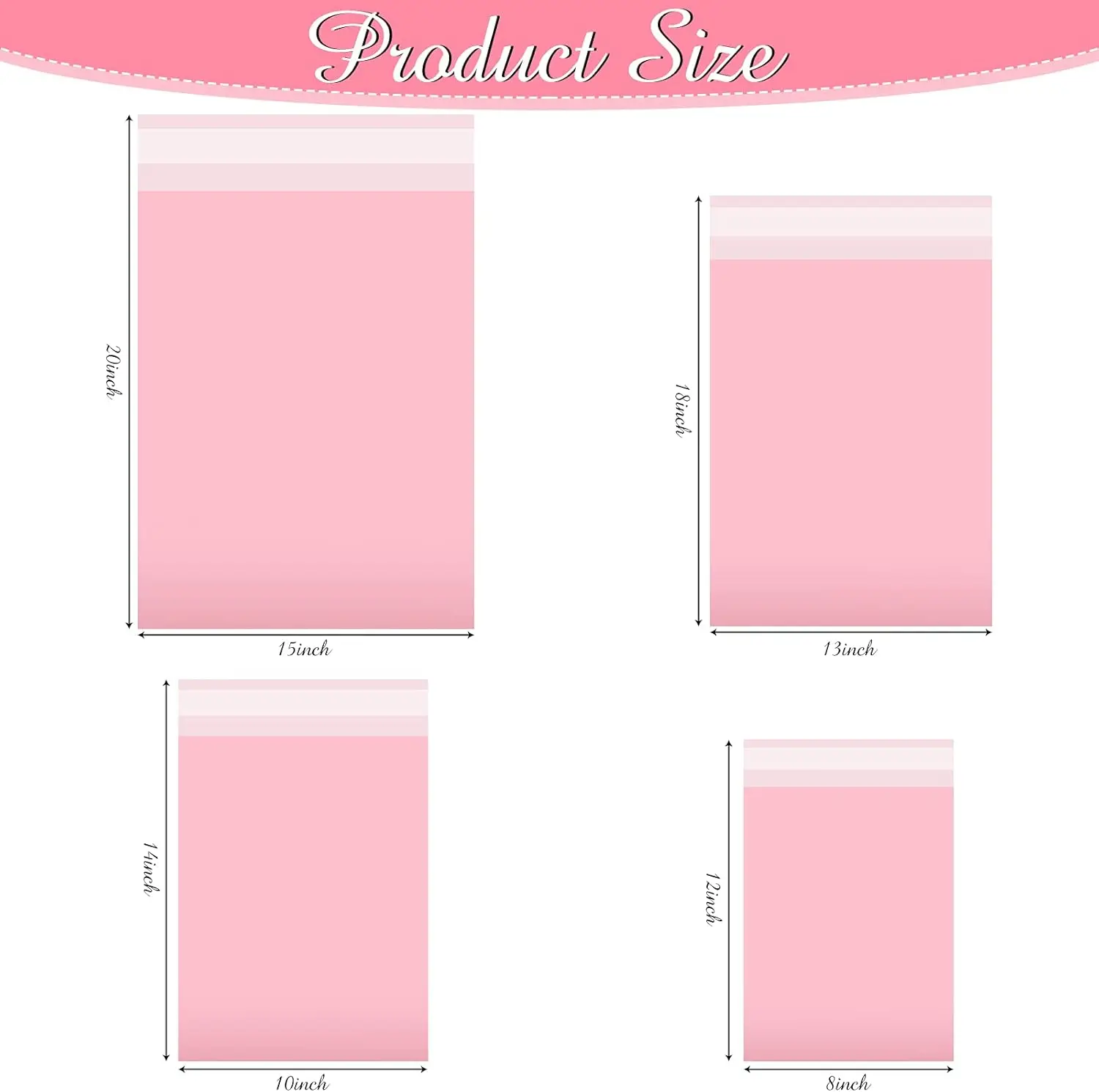 50/20 قطعة مغلفات بريدية من البولي إيثيلين الوردي أكياس بريد مغلفات ذاتية الغلق مقاومة للتمزق أكياس بريد ذاتية اللصق للمياه #5