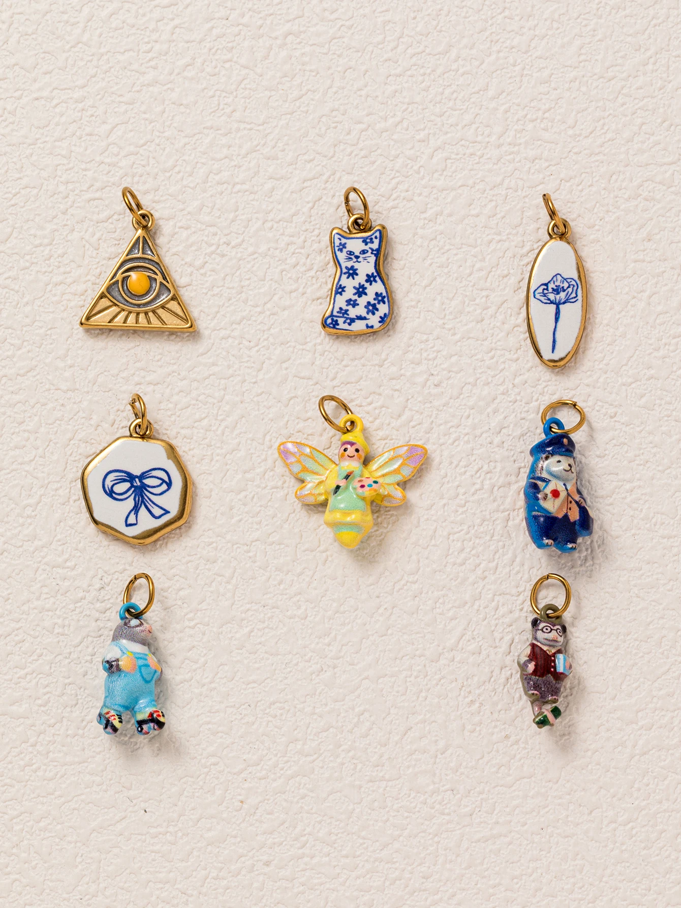Edelstahl Minimalistische Niedliche Tier-Serie Katze Glühwürmchen DIY Anhänger Charms Schmuckherstellung – Detail 3