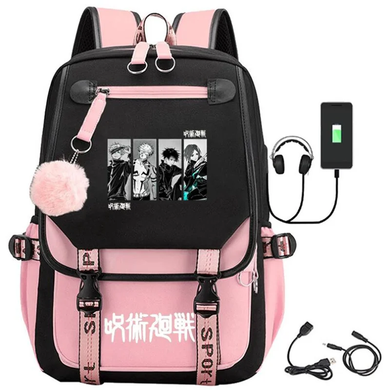 

Anime Jujutsu Kaisen Backpack Teenarges Schoolbag Men Women Color Blocking USB Laptop Rucksack Travel Shoulder Outdoor Bags