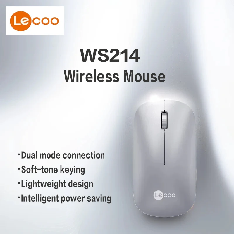 Lecoo  WS214DM Bluetooth Wireless Mouse Light-Tone PIXART Engine Lightweight Design Intelligent Sleep Ergonomic Office Home